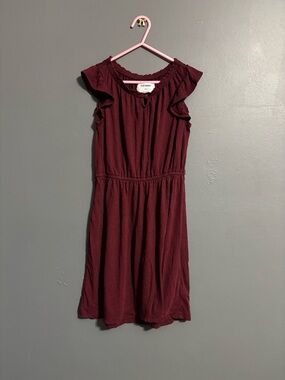Old Navy burgundy ruffle sleeve casual dress girls size medium